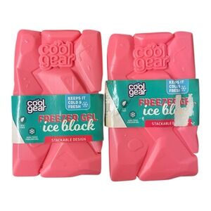 Cool Gear Freezer Gel Ice Blocks Reusable Non Toxic Pack of 2 Pink